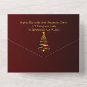 金スタイリッシュミニマルのクリスマスツ結婚リー オールインワン招待状 (裏面)