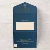 金スタイリッシュミニマルのクリスマスツ結婚リー オールインワン招待状 (外側)