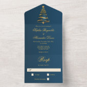 金スタイリッシュミニマルのクリスマスツ結婚リー オールインワン招待状 (内側)