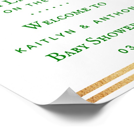 金スタイリッシュ箔セントパトリックの日の赤ちゃんシャワー ポスター (角)