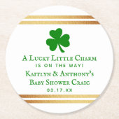 金スタイリッシュ箔セントパトリックの日の赤ちゃんシャワー ラウンドペーパーコースター (正面)