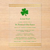金スタイリッシュ箔セントパトリックの日 アクリル招待状 (正面)