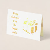 金スタイリッシュ箔ファミパーソナライズされたリアクリスマス 箔カード (正面)