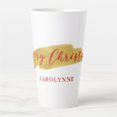 金スタイリッシュ箔メリークリスマスタイポグラフィ カフェラテマグ (正面)