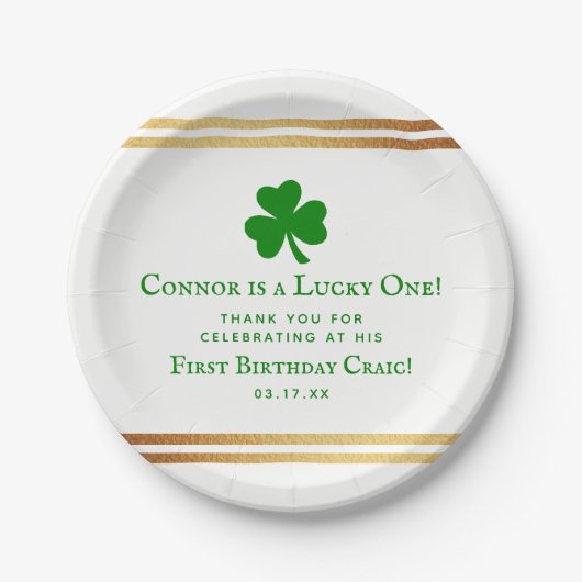 金スタイリッシュ箔聖パトリックの日1日 ペーパープレート (正面)