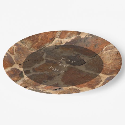 金ストーンウォール暖かいパターン文字 ペーパープレート (アングル)