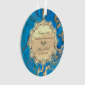 金ダイヤモンドとブルーマーブルの50周年記念結婚式 オーナメント (正面)