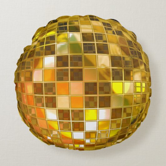 金ディスコの球の円形の枕 ラウンドクッション (正面)