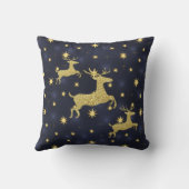 金トナカイ及び星の真夜中の青 クッション (裏面)