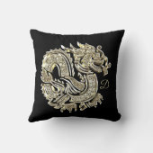 金ドラゴンのエレガントでフェイクな金ゴールドホイルのロゴ クッション (裏面)
