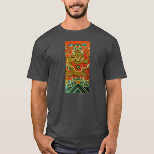 金ドラゴンの中国のな刺繍の清王朝 Tシャツ
