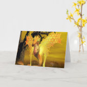 金ドラゴンの挨拶状 カード (黄色い花)