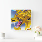 金ドラゴンの時計 スクエア壁時計 (ホーム)