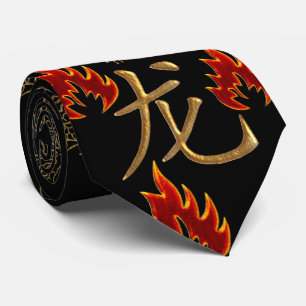 金ドラゴンの火-黒い金ゴールドの赤独身のな側面 ネクタイ