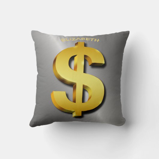 金ドルのきらめくな印のお金の記号 クッション (裏面)