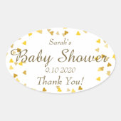 金ハートのベビーシャワーの好意 楕円形シール (正面)