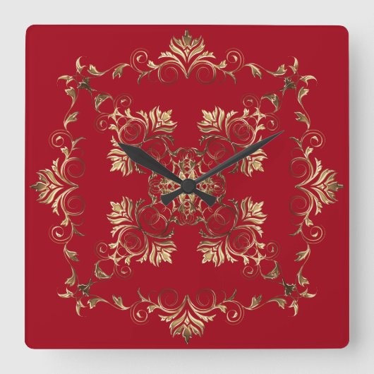 金バロック スクエア壁時計 (正面)