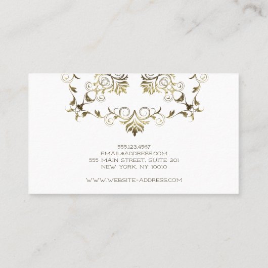 金バロック。 テキスト 名刺 (裏面)