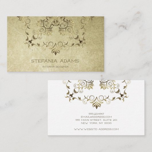金バロック。 テキスト 名刺 (正面/裏面)