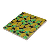 金パイナップルはの縞で飾ります タイル (側面)