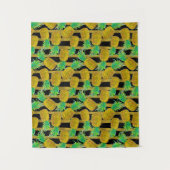 金パイナップルはの縞で飾ります タペストリー (正面)