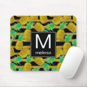 金パイナップルはの|のモノグラムを縞で飾ります マウスパッド (マウス)