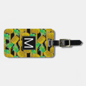 金パイナップルはの|のモノグラムを縞で飾ります ラゲッジタグ (正面横)