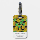 金パイナップルはの|のモノグラムを縞で飾ります ラゲッジタグ (裏面縦)