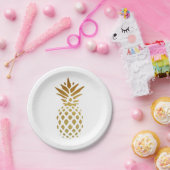 金パイナップル、金ゴールドのフルーツ ペーパープレート (パーティー)