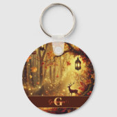 金パーソナライズされたお洒落の秋の森 キーホルダー (正面)