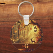 金パーソナライズされたお洒落の秋の森 キーホルダー (裏面)