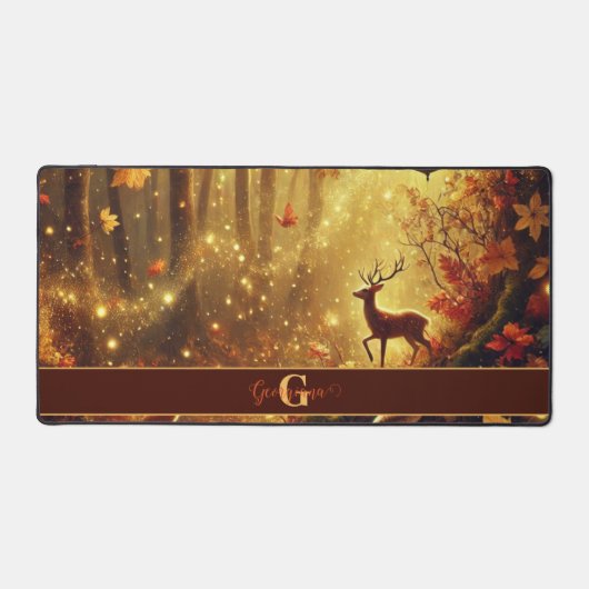 金パーソナライズされたお洒落の秋の森 デスクマット (正面)