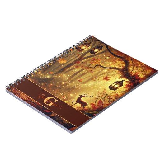 金パーソナライズされたお洒落の秋の森 ノートブック (左側)