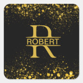 金パーソナライズされたのモノグラム文字R スクエアシール (正面)