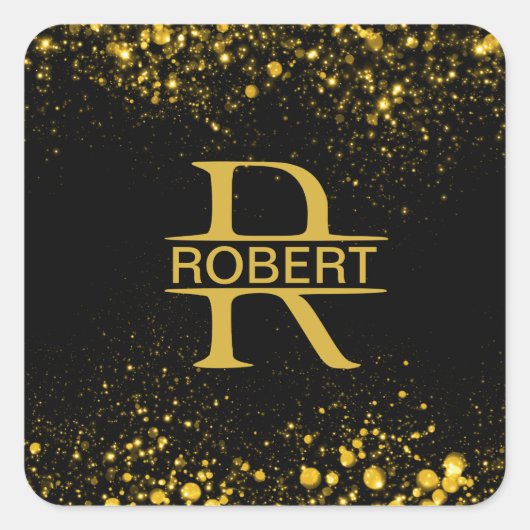 金パーソナライズされたのモノグラム文字R スクエアシール (正面)