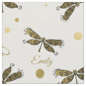 金パーソナライズされたの名点とトンボ ファブリック (クローズアップ)