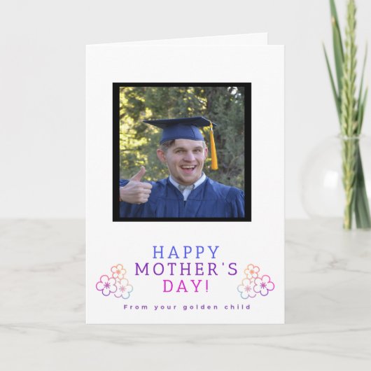 「金パーソナライズされたの子」母の日のカード サンキューカード (正面)