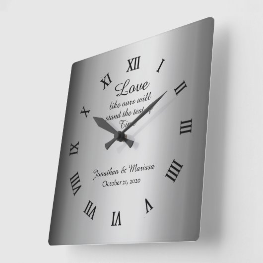 金パーソナライズされたエレガント箔結婚形見 スクエア壁時計 (傾斜)