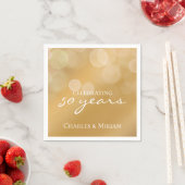 金パーソナライズされたエレガント金50周年記念パーティー スタンダードカクテルナプキン (インサイチュ)