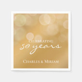 金パーソナライズされたエレガント金50周年記念パーティー スタンダードカクテルナプキン (正面)