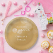 金パーソナライズされたエレガント金50周年記念パーティー ペーパープレート (パーティー)