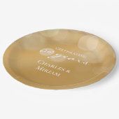 金パーソナライズされたエレガント金50周年記念パーティー ペーパープレート (アングル)