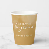 金パーソナライズされたエレガント金50周年記念パーティー 紙コップ (正面)