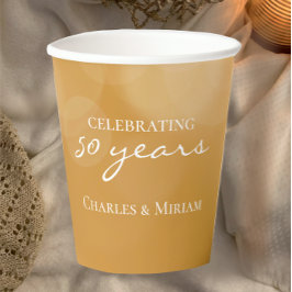 金パーソナライズされたエレガント金50周年記念パーティー 紙コップ