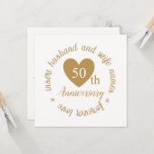 金パーソナライズされたハート50結婚周年 カード (正面/裏面インサイチュ)