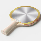 金パーソナライズされた属銀及び金ゴールドモノグラム 卓球ラケット (正面アングル)