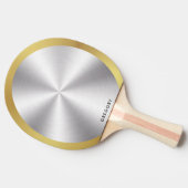 金パーソナライズされた属銀及び金ゴールドモノグラム 卓球ラケット (横)