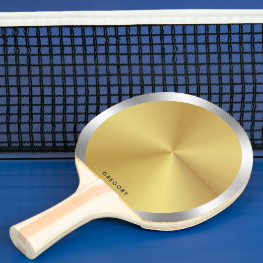 金パーソナライズされた属銀及び金ゴールドモノグラム 卓球ラケット (インサイチュ)