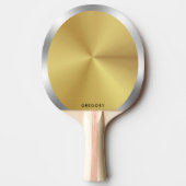 金パーソナライズされた属銀及び金ゴールドモノグラム 卓球ラケット (正面)