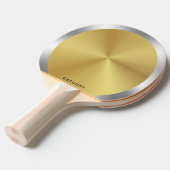 金パーソナライズされた属銀及び金ゴールドモノグラム 卓球ラケット (正面アングル)